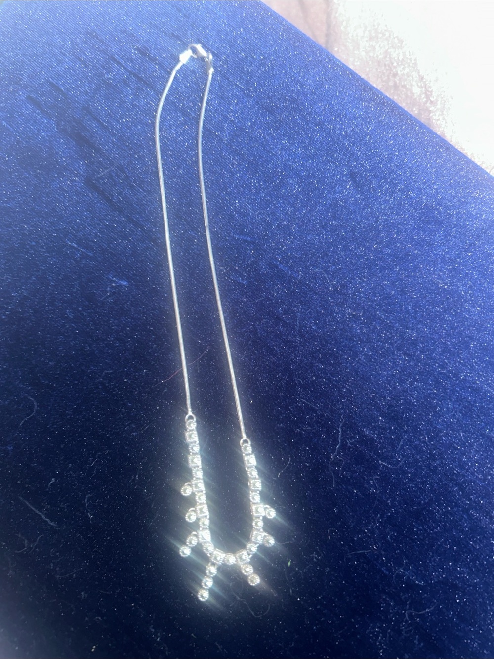 Elegant Silver-Tone Crystal Fringe Necklace - Clear Stones